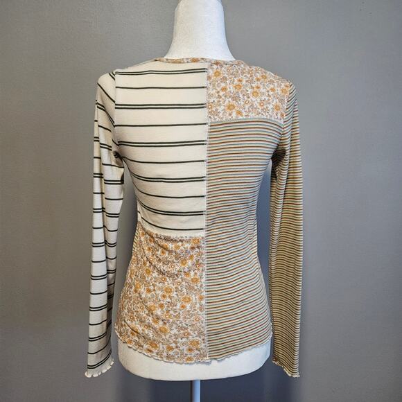 American Eagle Patchwork Floral & Stripe Long Sleeve Top Small - Picture 2 of 11